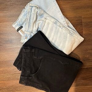 American Eagle Outfitters Black and Light Blue Skinny Jeans